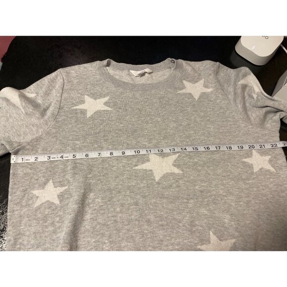 Time and Tru Gray Long Sleeve Knit White Stars Crewneck Sweater Sz XXL - Picture 5 of 8